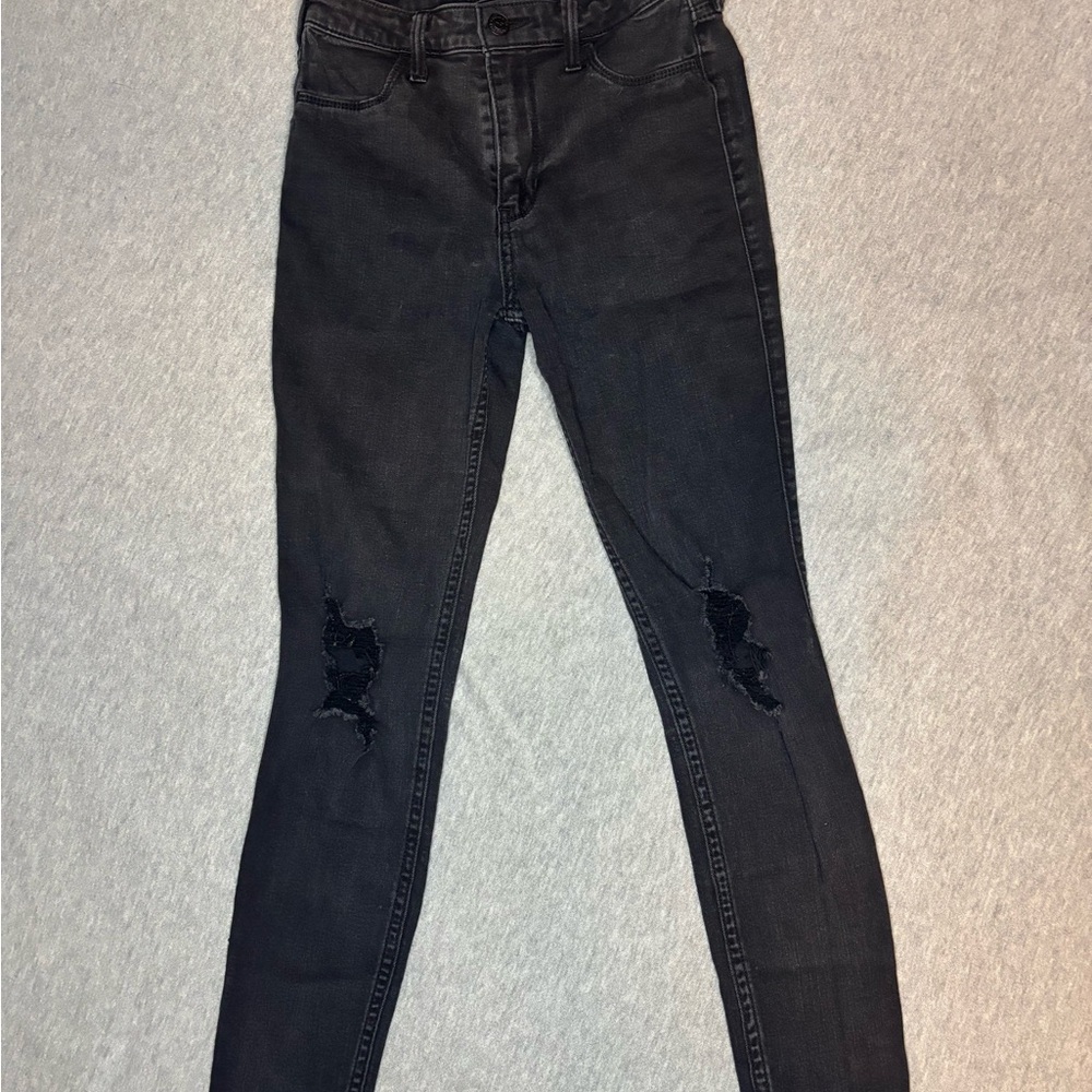 Hollister Black Skinny Distressed High-Waist Jeans
